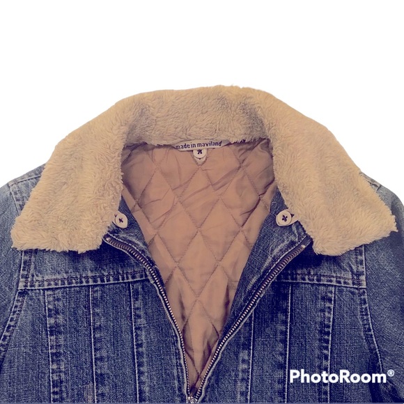Mavi Jean Jacket, vintage Cassidy lined w/ detachable sherpa collar, L - Picture 3 of 14